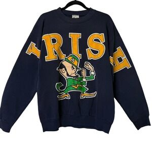 Vintage Notre Dame Fighting Irish NCAA Sports 90s Spellout Sweatshirt Size XL